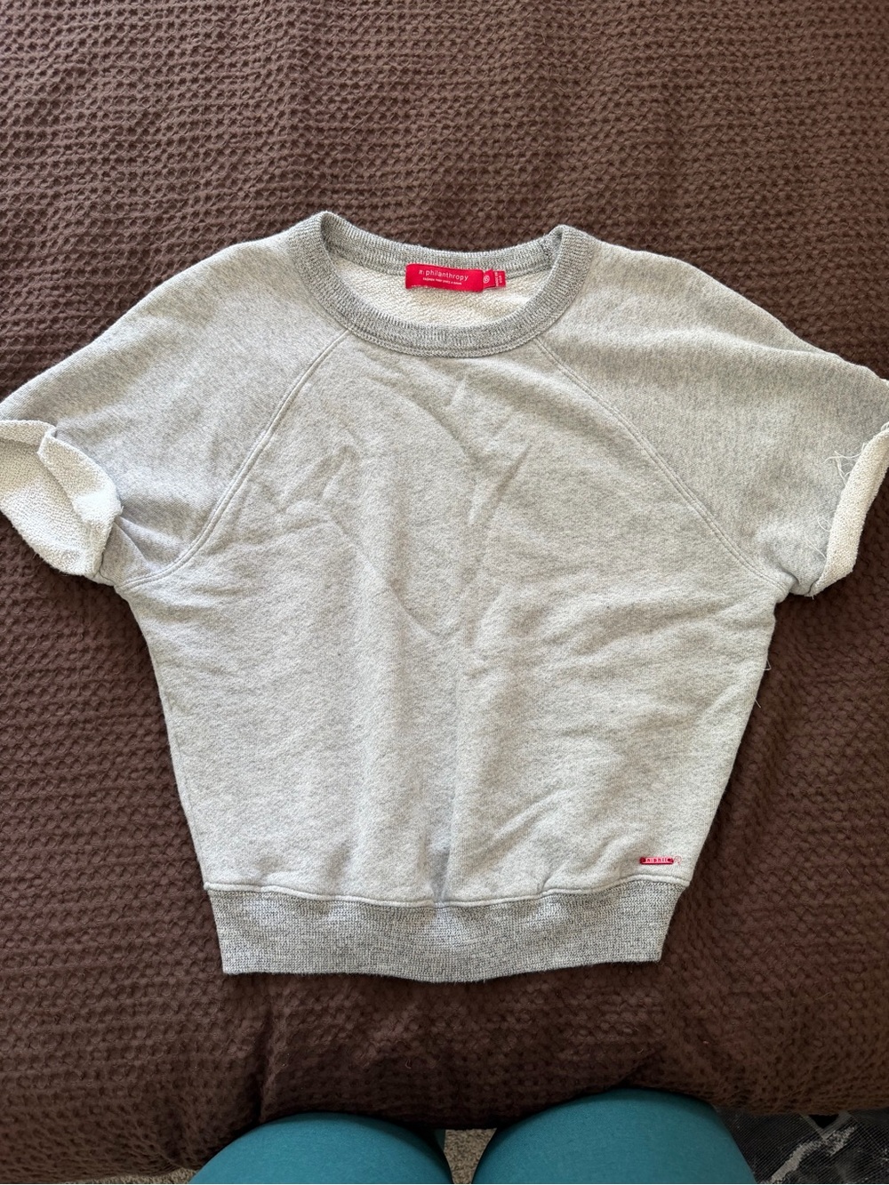 Heather Gray Short-Sleeve Sweatshirt Top